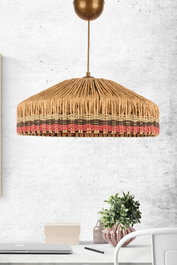 Opviq BK025 Lámpara de Araña con Tapa de Macramé, Ecru